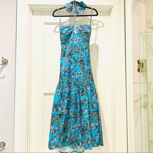 Teal Tropical beach tie dress by Karina Grimaldi from revolve!